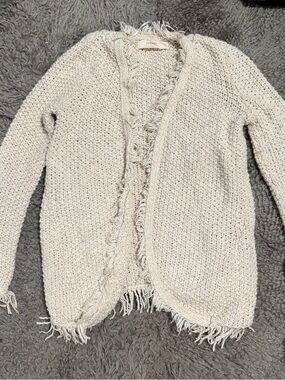 Zara Open-Front Cream Knit Sweater